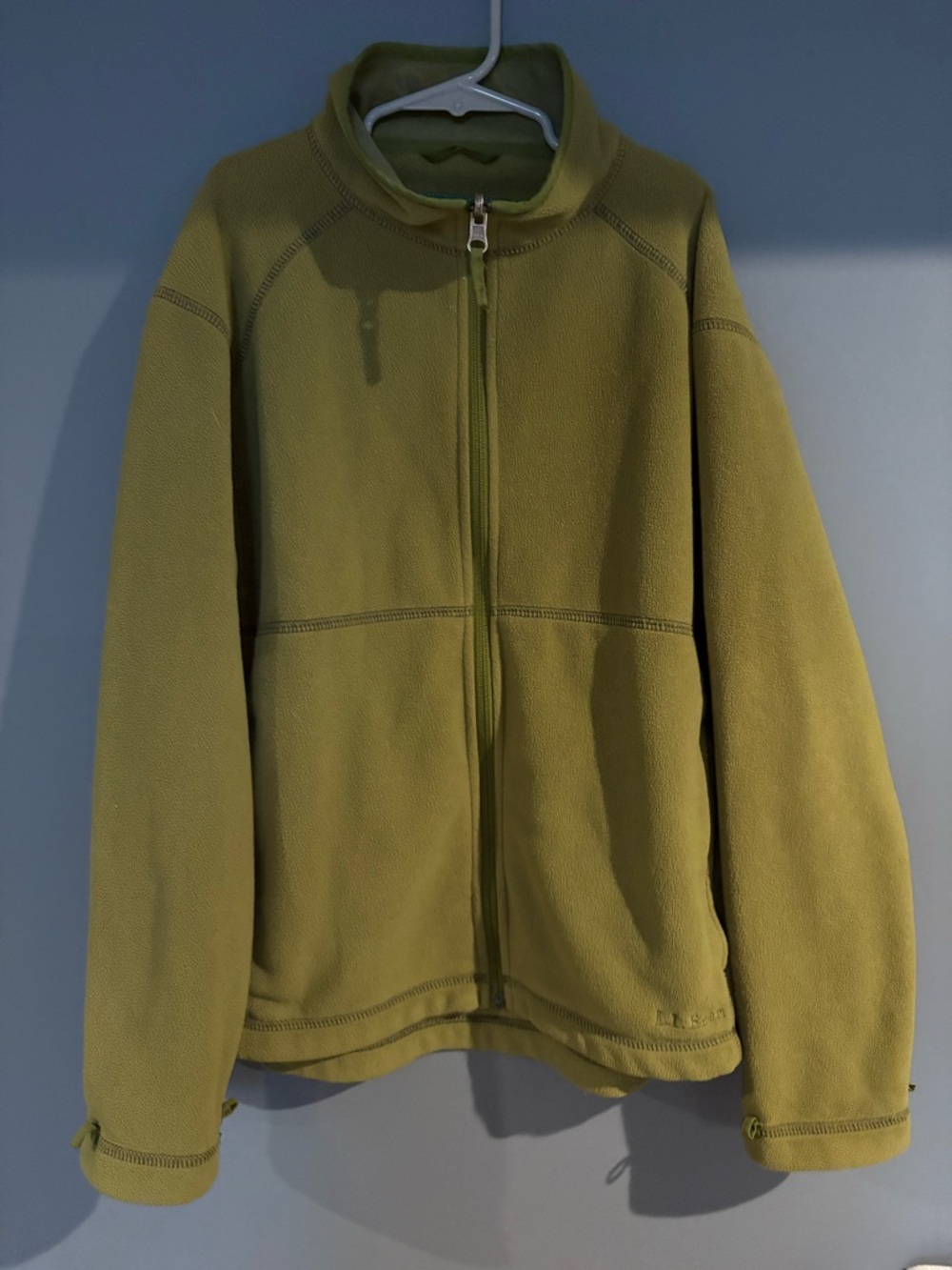 L.L. Bean Boys Fleece Zip Up Jacket Size Large 14-16 Olive Green Preppy Unisex
